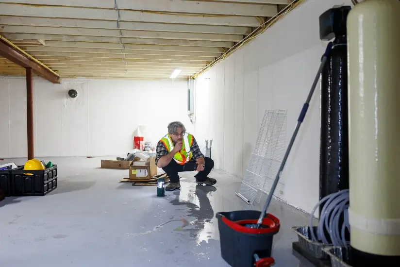 Everdry professionals waterproofing a basement in Union Gove, WI