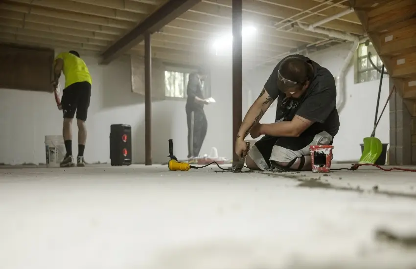 Everdry professionals waterproofing a basement in Elkhart Lake, WI